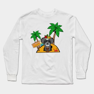 Funny schnauzer is on a deserted island Long Sleeve T-Shirt